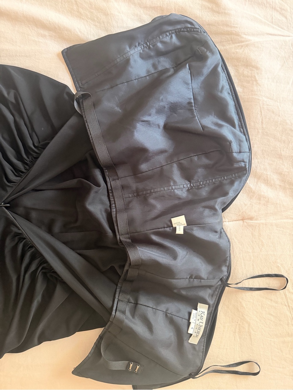 Kay Unger Strapless Black Ruched Evening Gown - Picture 8 of 10
